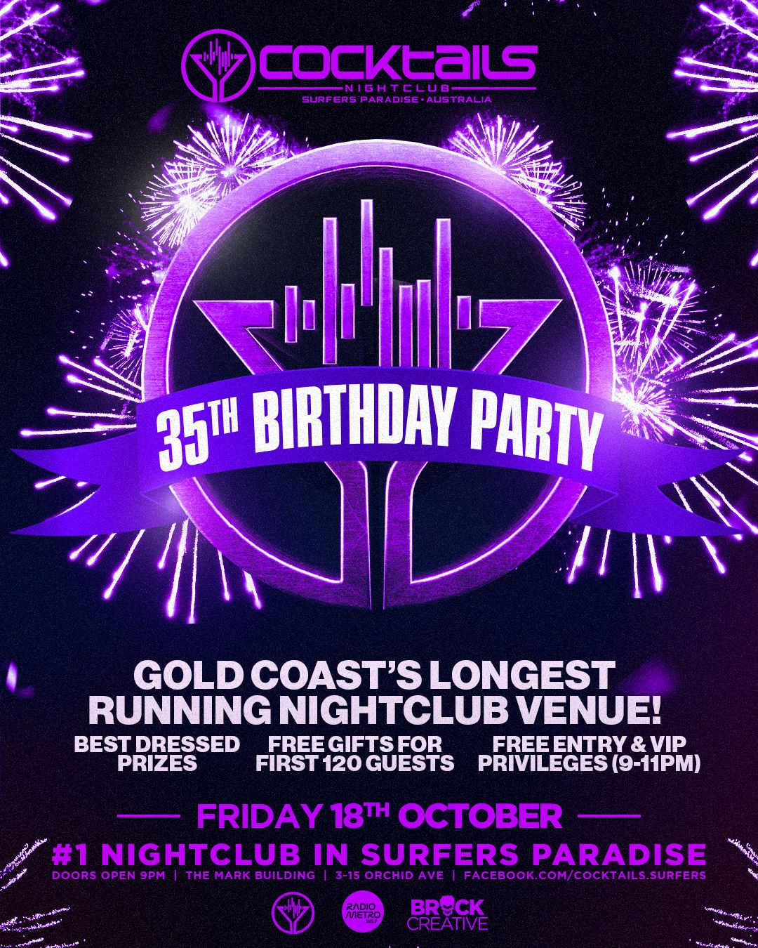 A cover image for COCKTAILS NIGHTCLUB’S 35TH BIRTHDAY